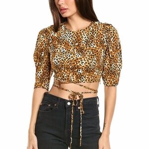 Maje Animal Print Crop Top